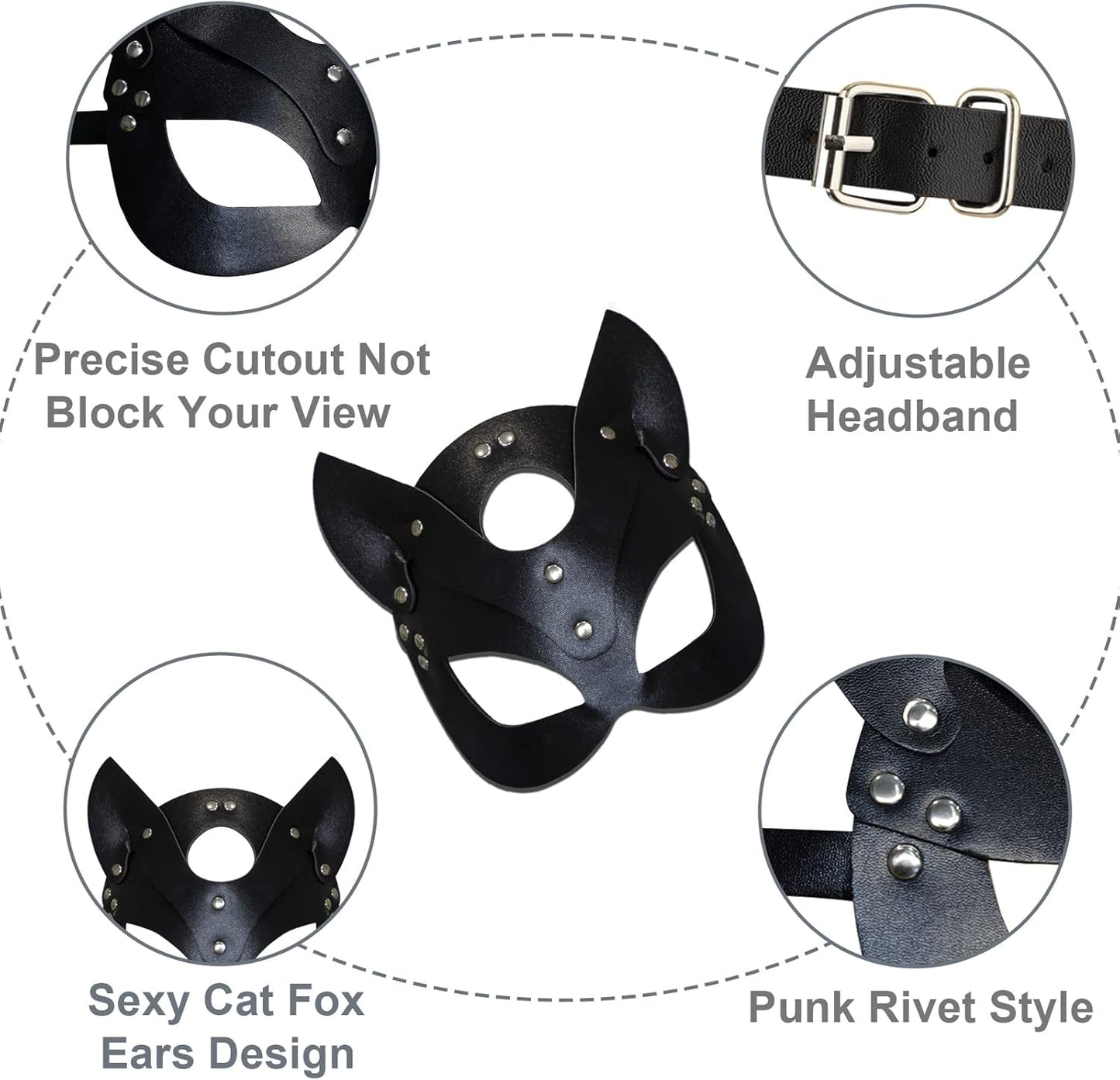 Cat Mask, Masquerade Mask for women Fox Mask Bunny Mask Cat Face Mask Leather Mask for Night Club Cocktail Cosplay Party