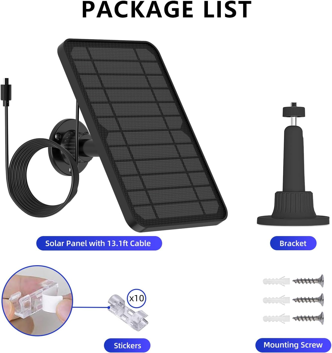 Solar Panel for Blink Camera Outdoor, Outdoor Security Camera Solar Panel Compatible with Blink Outdoor 4(4th Gen) with 13,1ft Calbe, Adjustable Mount (Camera Not Included)