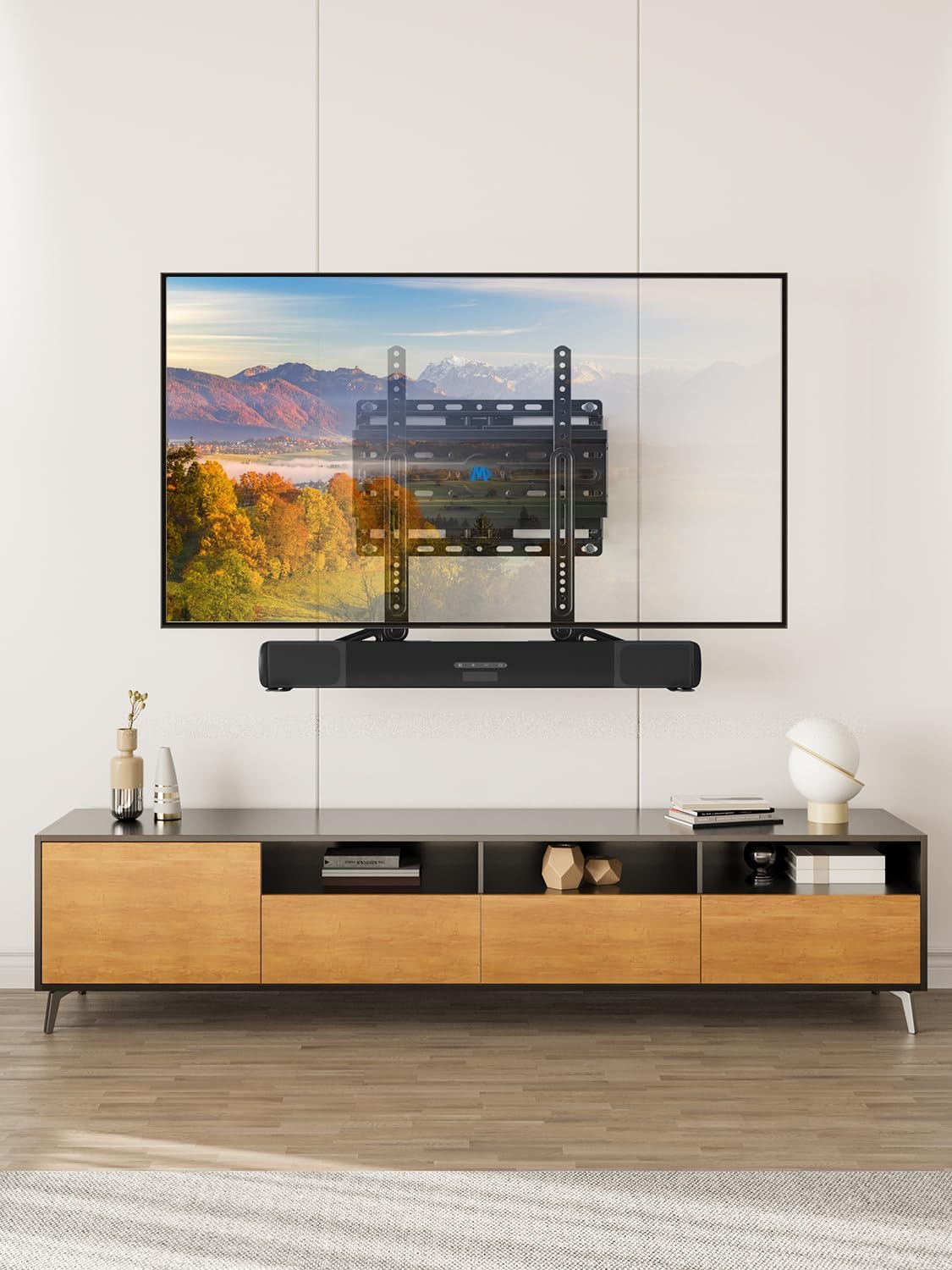 Mounting Dream Sound Bar Mount Bracket for Mounting Above or Under TV, Fits Most Sound Bars Up to 15 Lbs, with Detachable Long Extension Plates MD5420