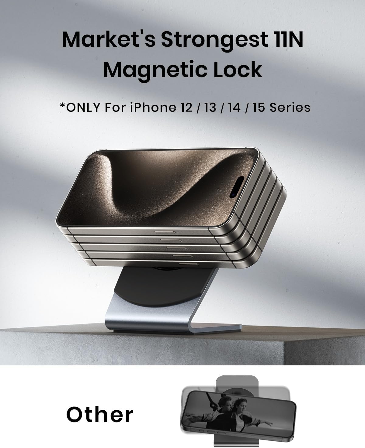 INIU Wireless Charger, 15W Fast Charging Magnetic Wireless Charger Stand, Travel Essential Wireless Charging Station with Sleep-Friendly Adaptive Light, for iPhone 16/15/14/13/12 Series, Airpods