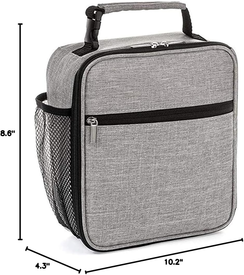 Insulated Lunch Bag, Leakproof Portable Lunch Box for Women Men Boys Girls, Large Capacity Cooler Bag with Handle and Bottle Pocket for Office School Camping Hiking Outdoor Beach Picnic (Black)