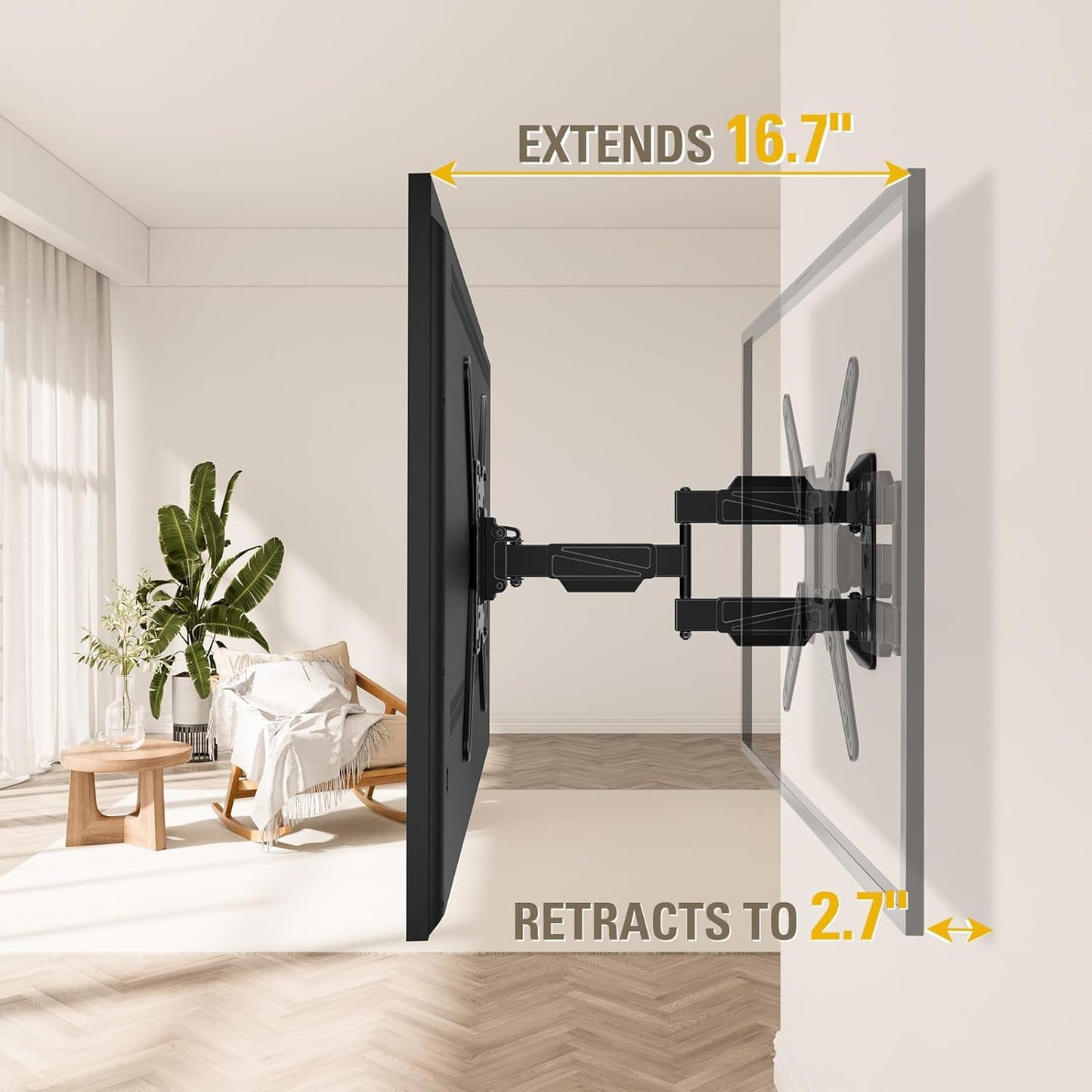 Mounting Dream TV Wall Mount for Most 26-55" TVs, TV Mount Full Motion with Swivel Articulating Arm, Perfect Center Design Wall Mount TV Bracket, up to VESA 400x400mm and 77 lbs Loading MD2418-MX