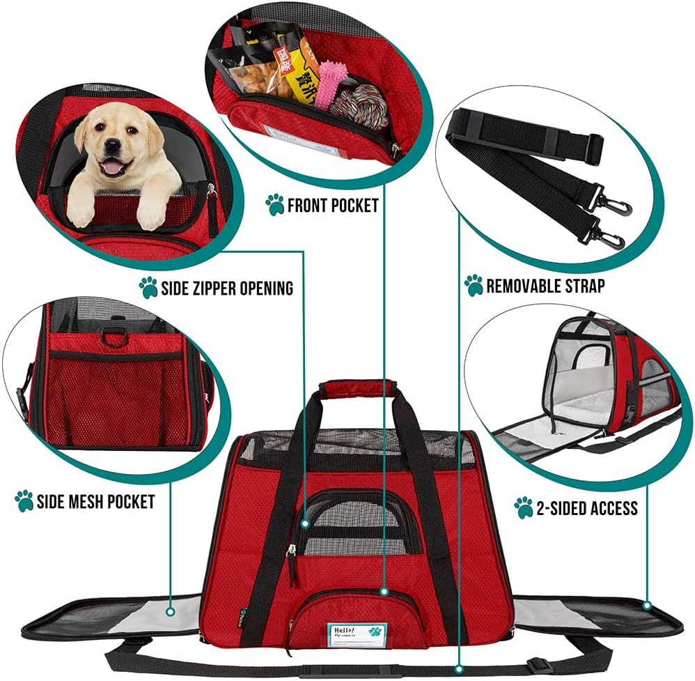 Premium Airline Approved Soft-Sided Pet Travel Carrier by PetAmi | Ventilated, Comfortable Design with Safety Features | Perfect For Plane or Car | Ideal for Small to Medium Sized Cats, Dogs, and Pets
