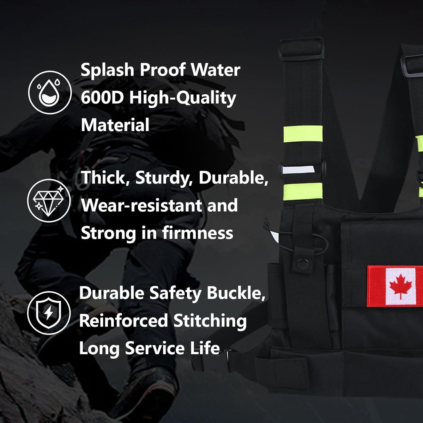 Radio Harness Tactical Vest Radio Holster Chest Rig Walkie Talkies Chest Bag Two Way Radio Chest Pack Outdoor Sports Tool Vest for Security, Fishing, Hunting, Convoy, Hiking and Tourism