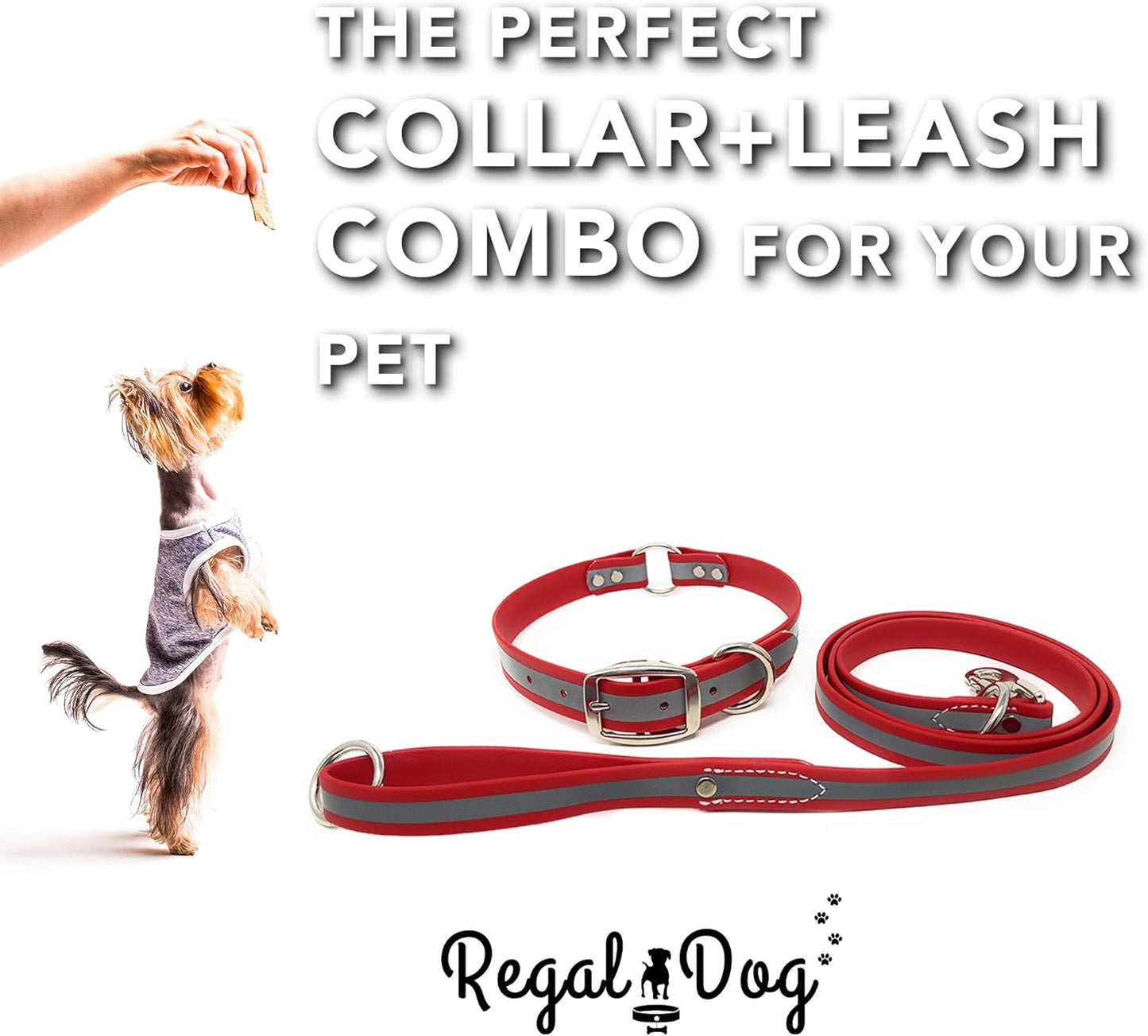 Regal Dog Products Large Pink Heavy Duty Reflective Dog Collar with Center Ring, Metal Buckle and D Ring | Anti-Odor Adjustable Biothane Waterproof Dog Collar | Other Sizes for Small & Medium Dogs