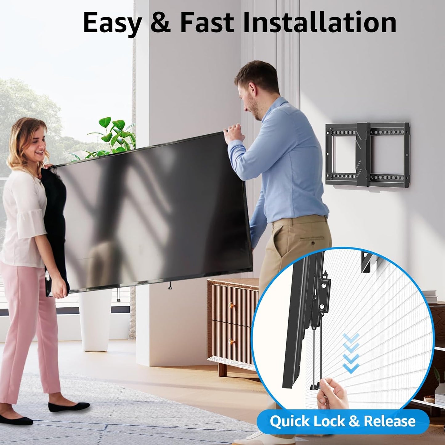 MOUNTUP UL Listed TV Wall Mount, Tilting TV Bracket for Most 26-60 Inch LED LCD OLED Flat/Curved TVs, Low Profile TV Mount Save Spacing - Fits 12" to 16" Stud, Max VESA 400x400mm up to 99 LBS, MU0007