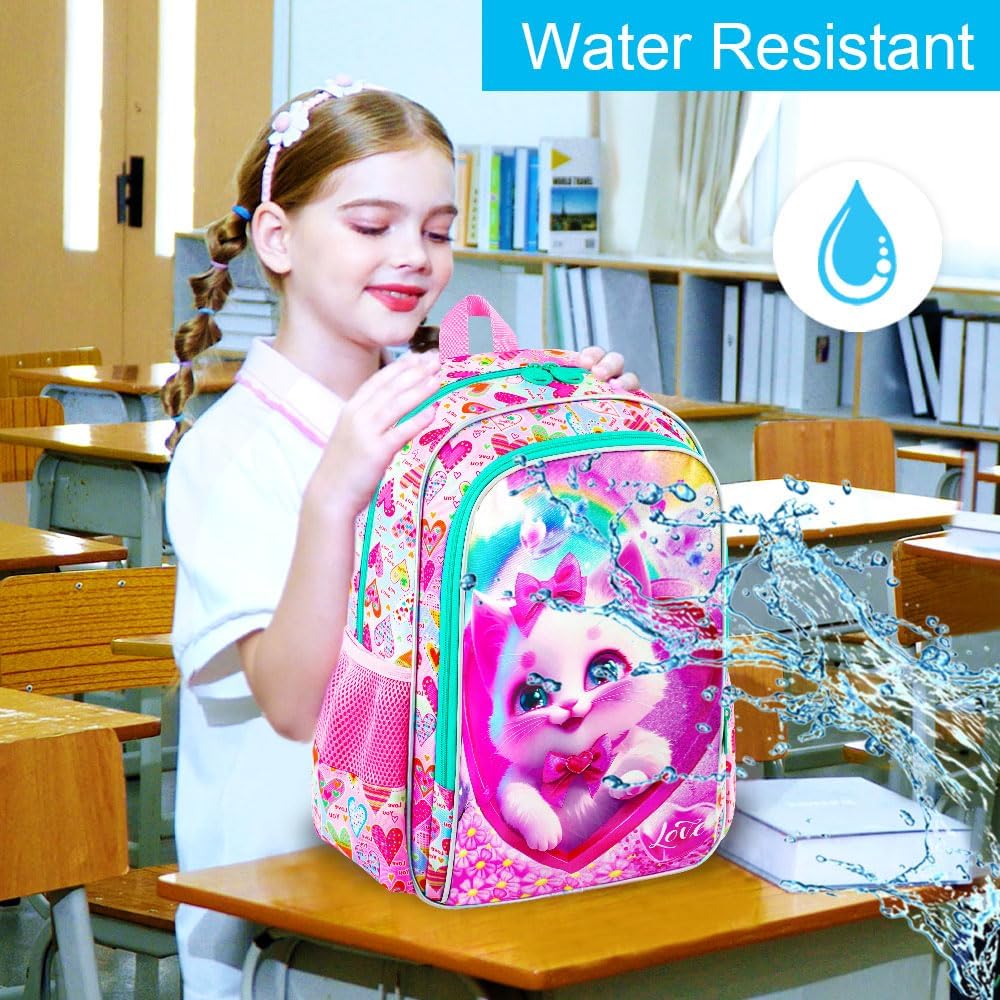 3pcs Backpack for Boys and Girls, 16” Kids Kindergarten Bookbag with Lunch Box, Cute Elementary Backpacks for Boy Girl