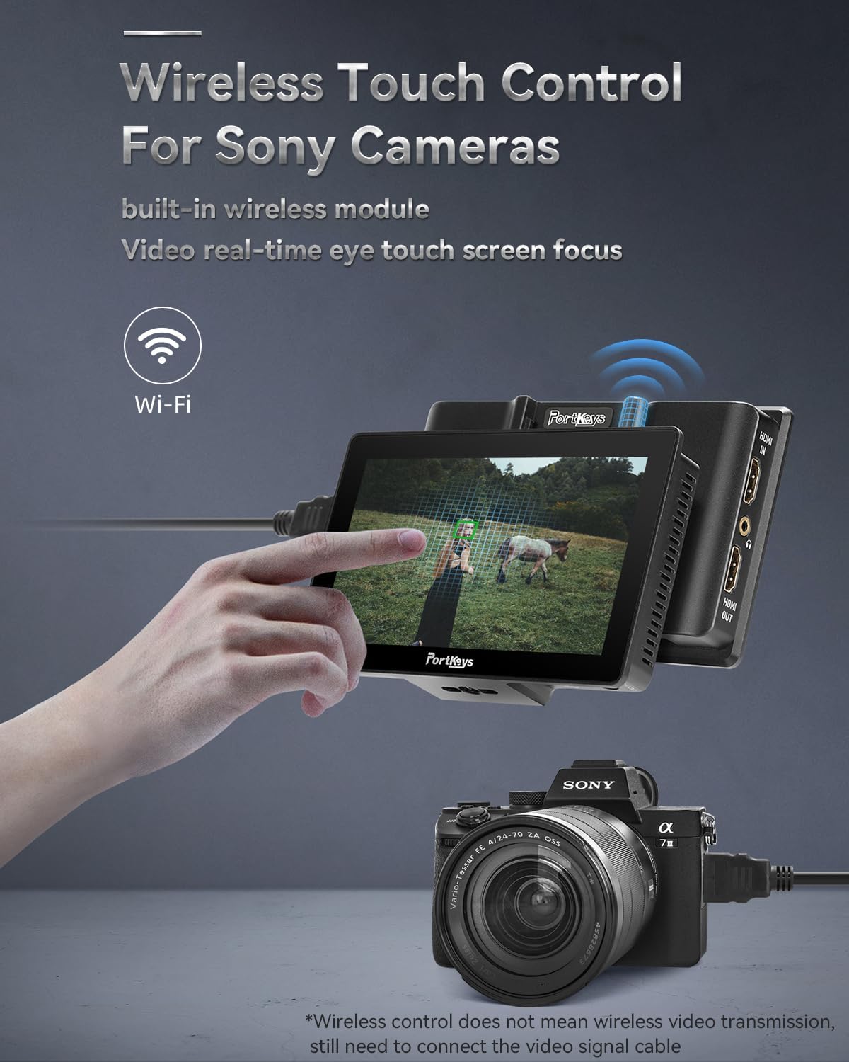 Portkeys LH5P II 5.5" 2000nit Touchscreen Control Camera Field Monitor Metal Frame Bluetooth, Compatible with FX3/A7S III/ZV-E10, R5/R6/C70, BGH1/GH6, BMPCC 4K/6K, ZCAM E2