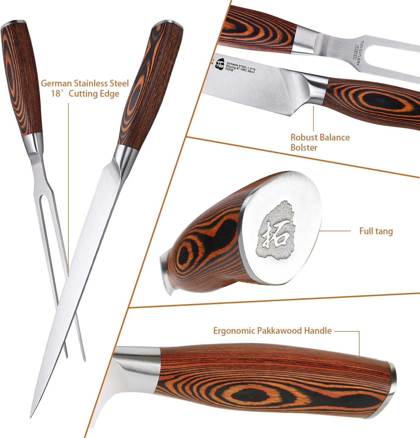 TUO Boning Knife - Razor Sharp Fillet Knife - High Carbon German Stainless Steel Kitchen Cutlery - Pakkawood Handle - Luxurious Gift Box Included - 7 inch - Fiery Phoenix Series