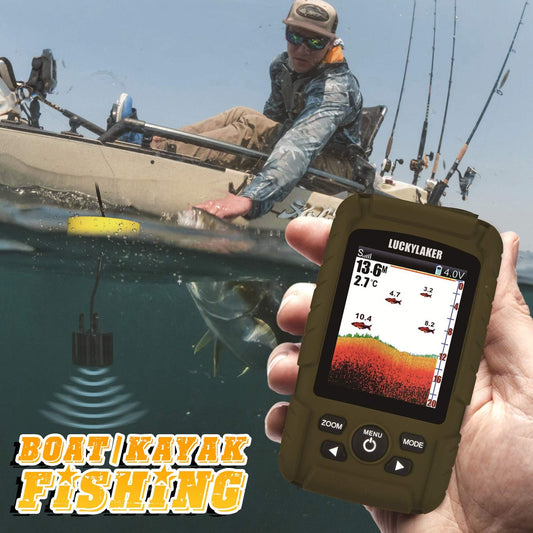 LUCKY Water Depth Fish Finders Waterproof Portable Fishing Fish Finder Display Handheld Ice Fishing Finder Sonar Sensor Transducer for Boat Kayak Sea Fishing - PuriLite