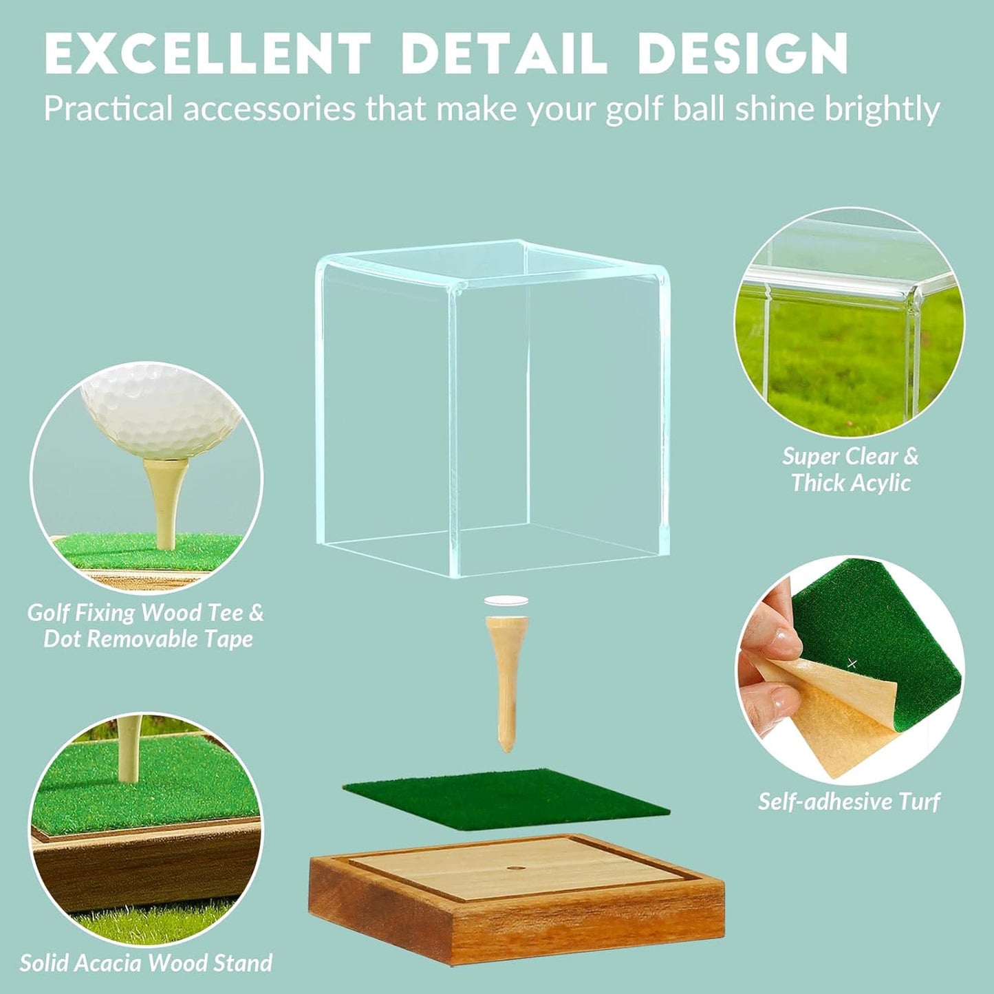JupDec Baseball Display Case, Clear Cube Baseball Holder with Wooden Base, Autograph Baseball Stand Box for Single Ball, Acacia Wood, Brown, 1 Pack