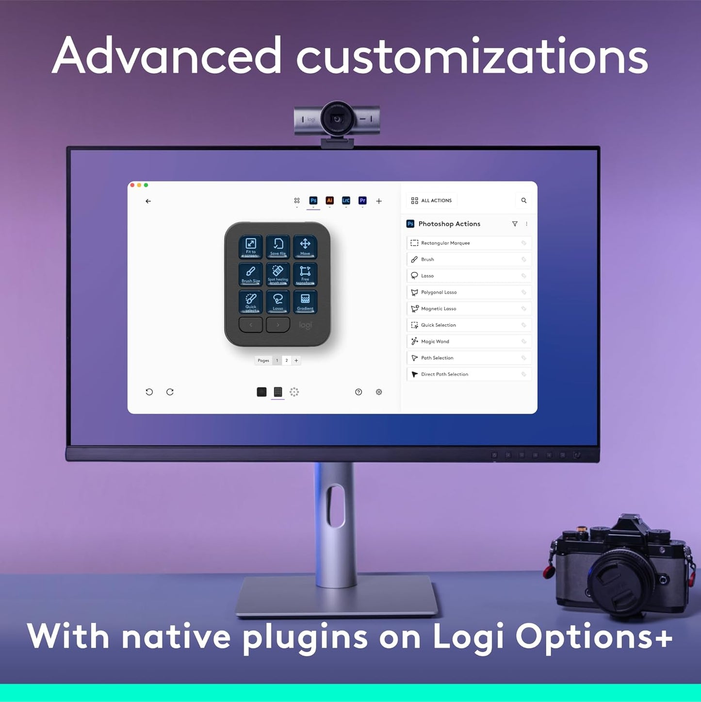 Logitech MX Creative Console - 9 Customizable LCD Keys, Control Dial for Graphic Design, Video Editing, Control Adobe, Zoom, Spotify and More - Graphite, with 3-Month Adobe Creative Cloud Membership