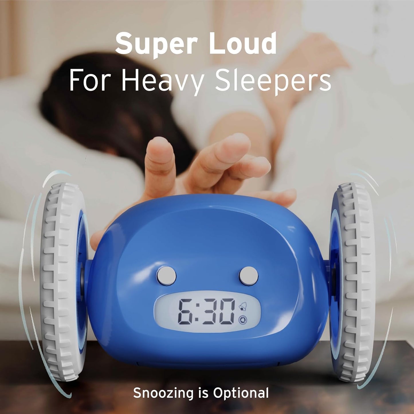 CLOCKY Extra Super Loud Alarm Clock for Heavy Sleepers Adults Kids Teens Bedroom, Move Jump Roll Run Away Easy to Set Smart Digital Alarm Clock Funny Gag Gift (Chrome)