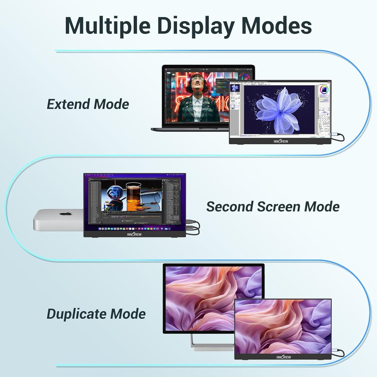 InnoView 4K OLED Portable Monitor, 14 Inch OLED Monitor for Laptop, 100% DCI-P3, 1MS with Speaker and Stand, USB-C HDMI High-end Screen for Laptop PC MAC Phone PS4 Xbox Switch