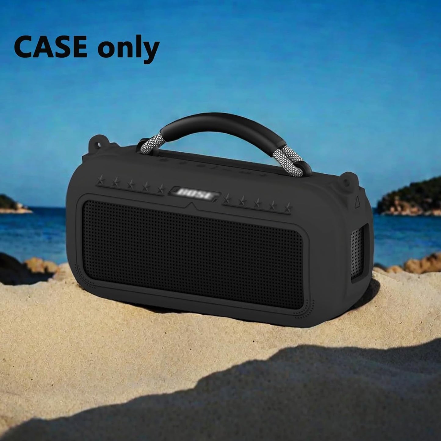 JCHPINE Silicone Cover Case for Bose SoundLink Max Portable Speaker Accessories, Soft Silicone Skin for Bose SoundLink Max Bluetooth Speaker with Shoulder Strap (Black Case)