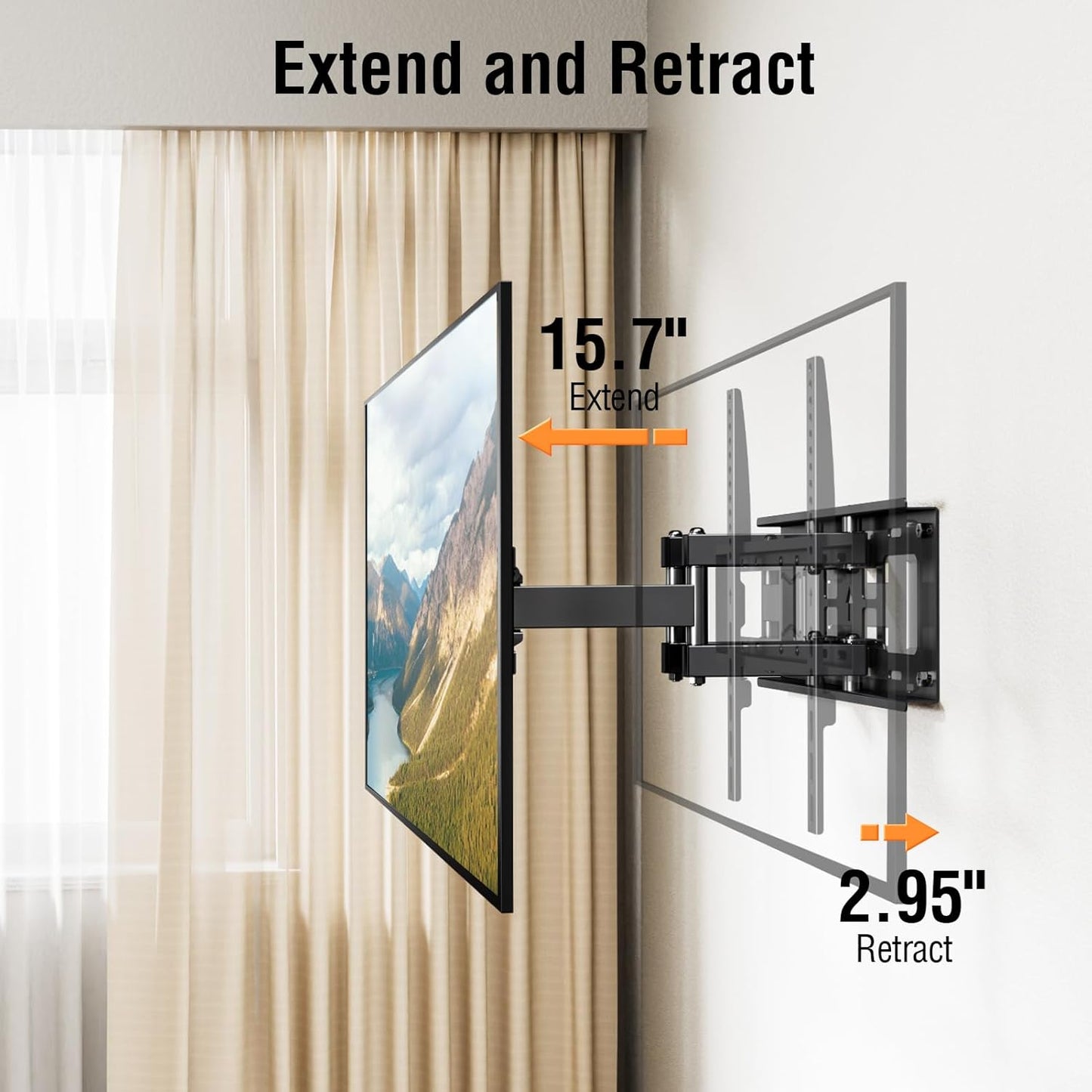 ELIVED UL Listed TV Wall Mount for Most 26-65 Inch tvs, Full Motion TV Mount with Swivel and Tilt, Wall Mount Bracket Max VESA 400x400mm, Holds up to 99 lbs.