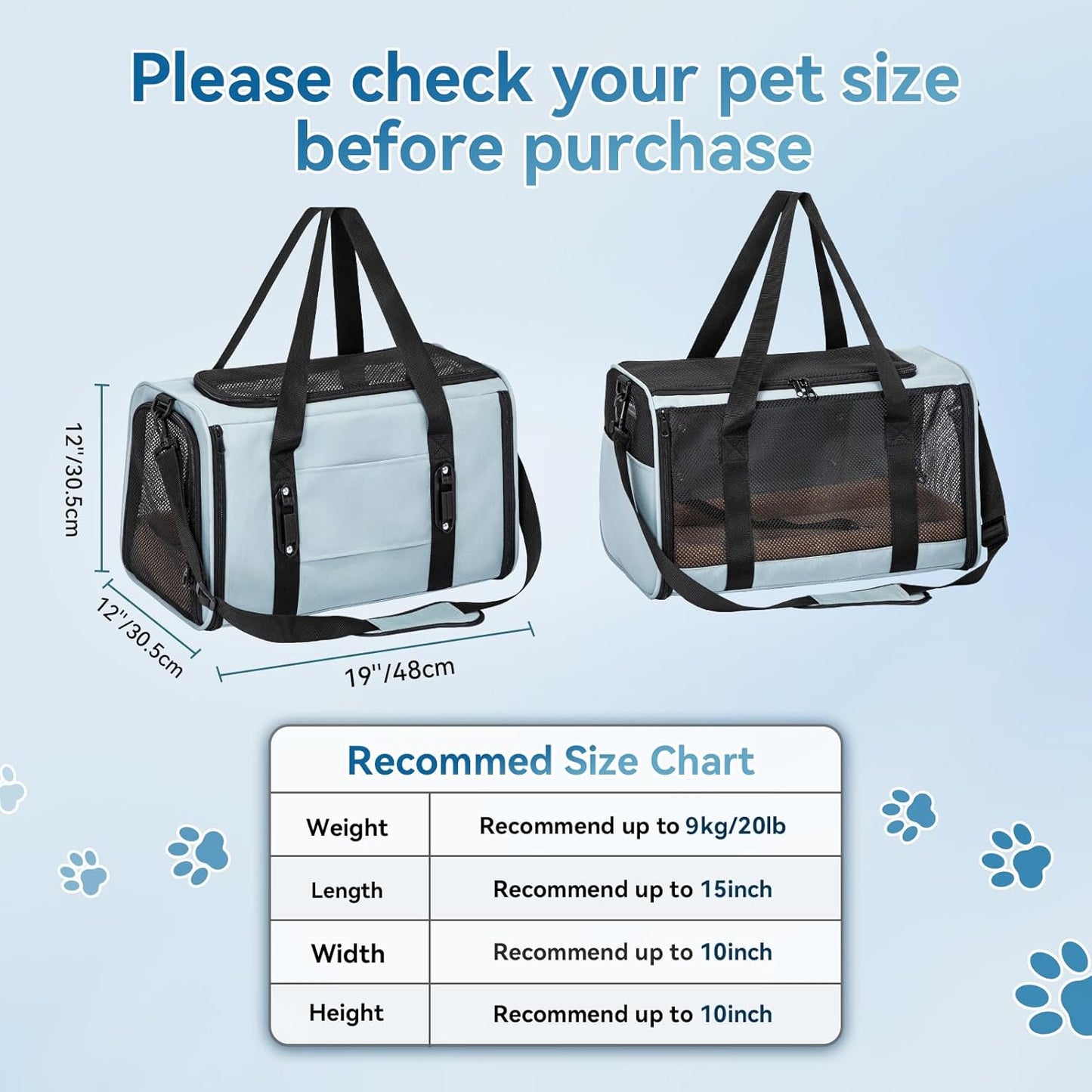 Petsfit Pet Carrier Airline Approved, Soft-Sided Cat Carrier with Patented Car Buckle, Lightweight and Collapsible with Adjustable Shoulder Strap, Soft Cushion,Green