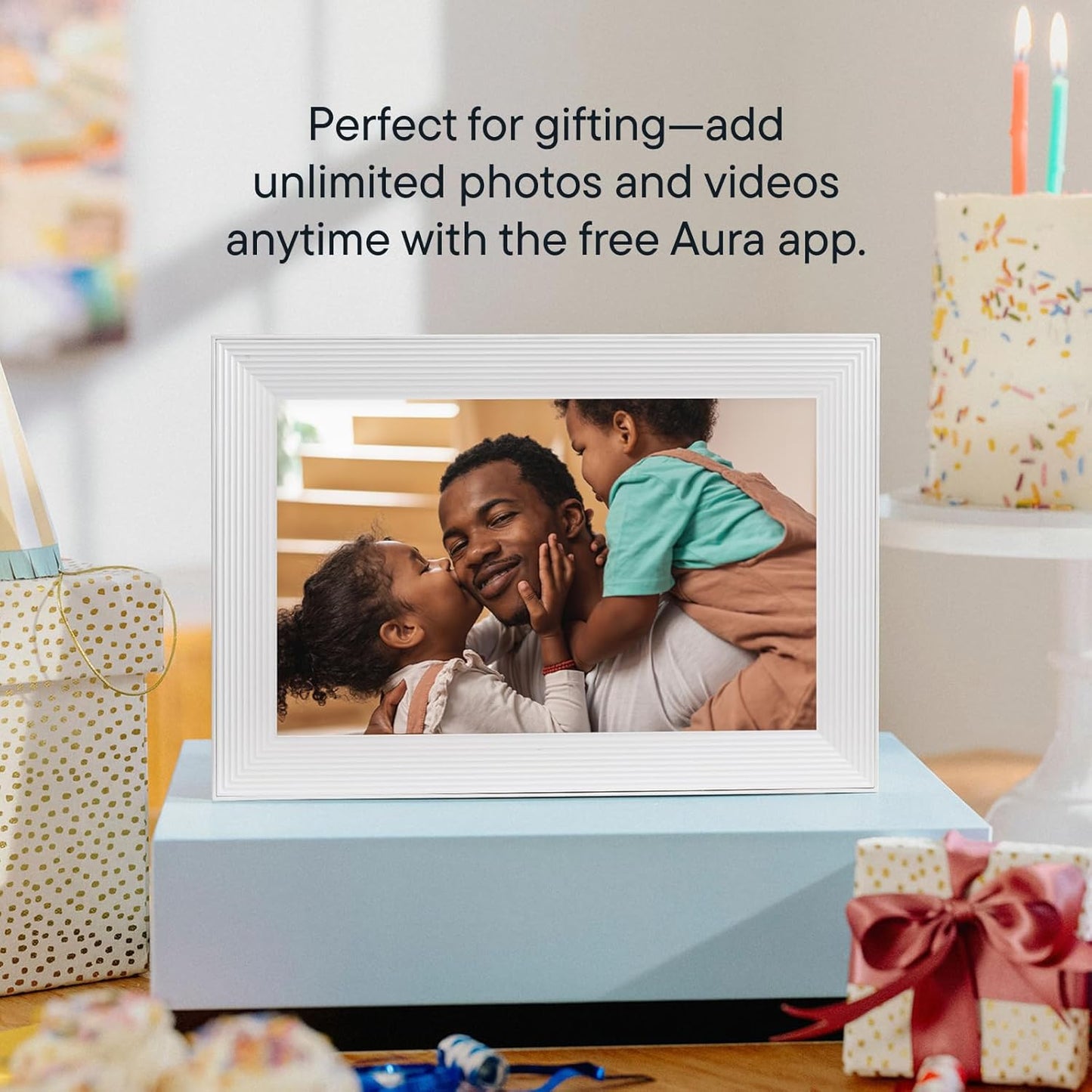 Aura Aspen 12" Digital Photo Frame - Black with Paper Mat