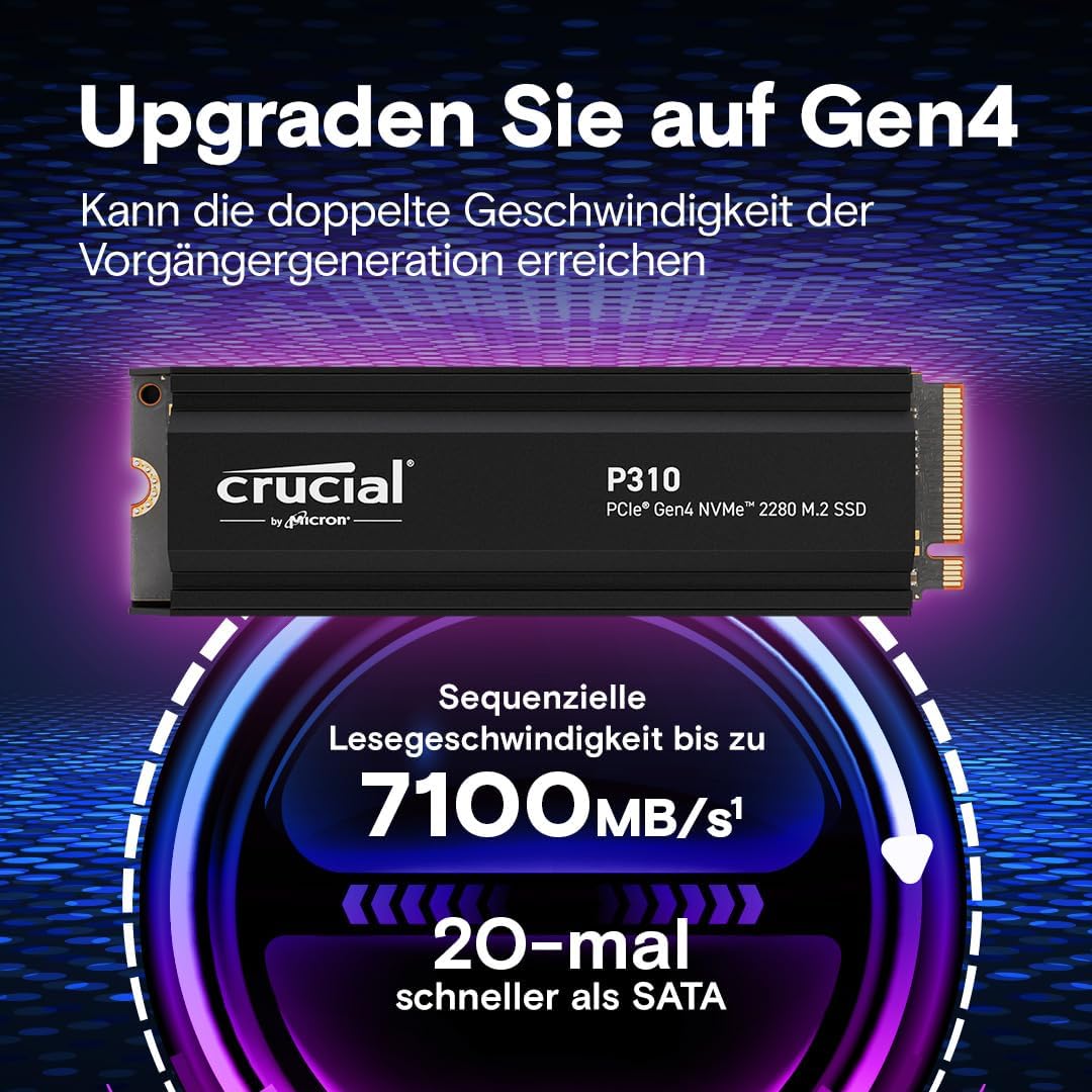 Crucial P310 4TB PCIe Gen4 2280 NVMe M.2 SSD Up to 7,100MB/s – with Acronis Offer, Internal Solid State Drive (PC) – CT4000P310SSD801