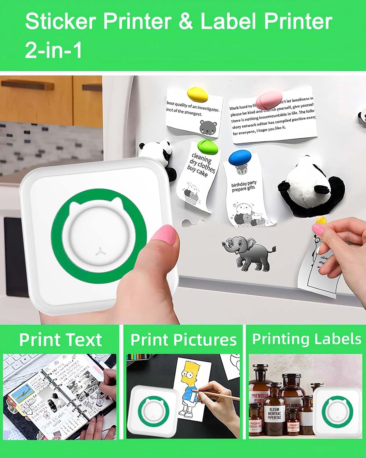 Label Maker - Mini Portable Sticker Printer with 13 Rolls Self-Adhesive Thermal Papers, Labeller Machine for Home Office Study Business Texts Journal, Blue