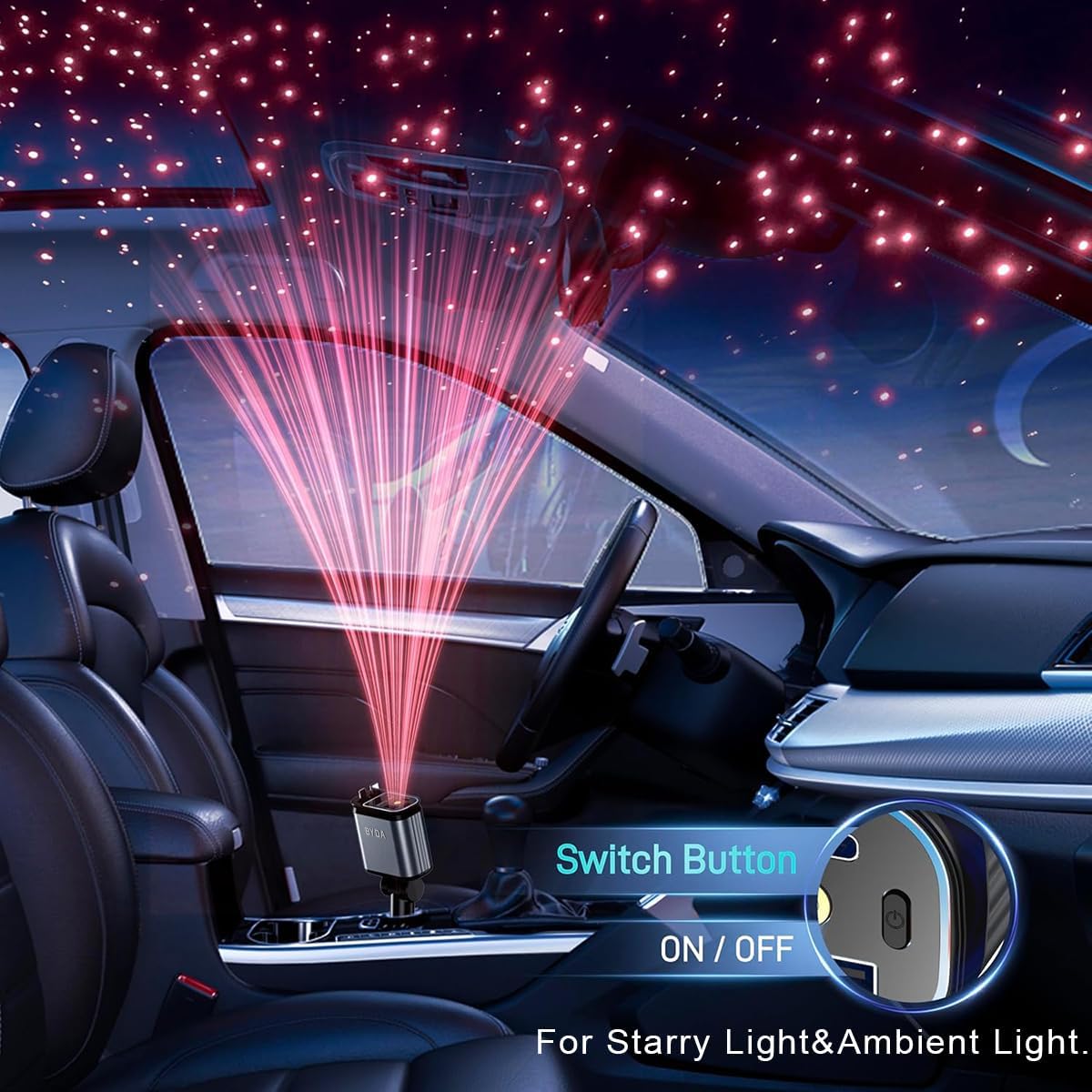 4 in 1 Retractable Car Charger 69W with Starry Light,69W Fast Charging USB C for iPhone 16/15/14/13/12,Pixel, Cigarette Lighter Charger,180° Adjustable Plug,Multi-Device Support