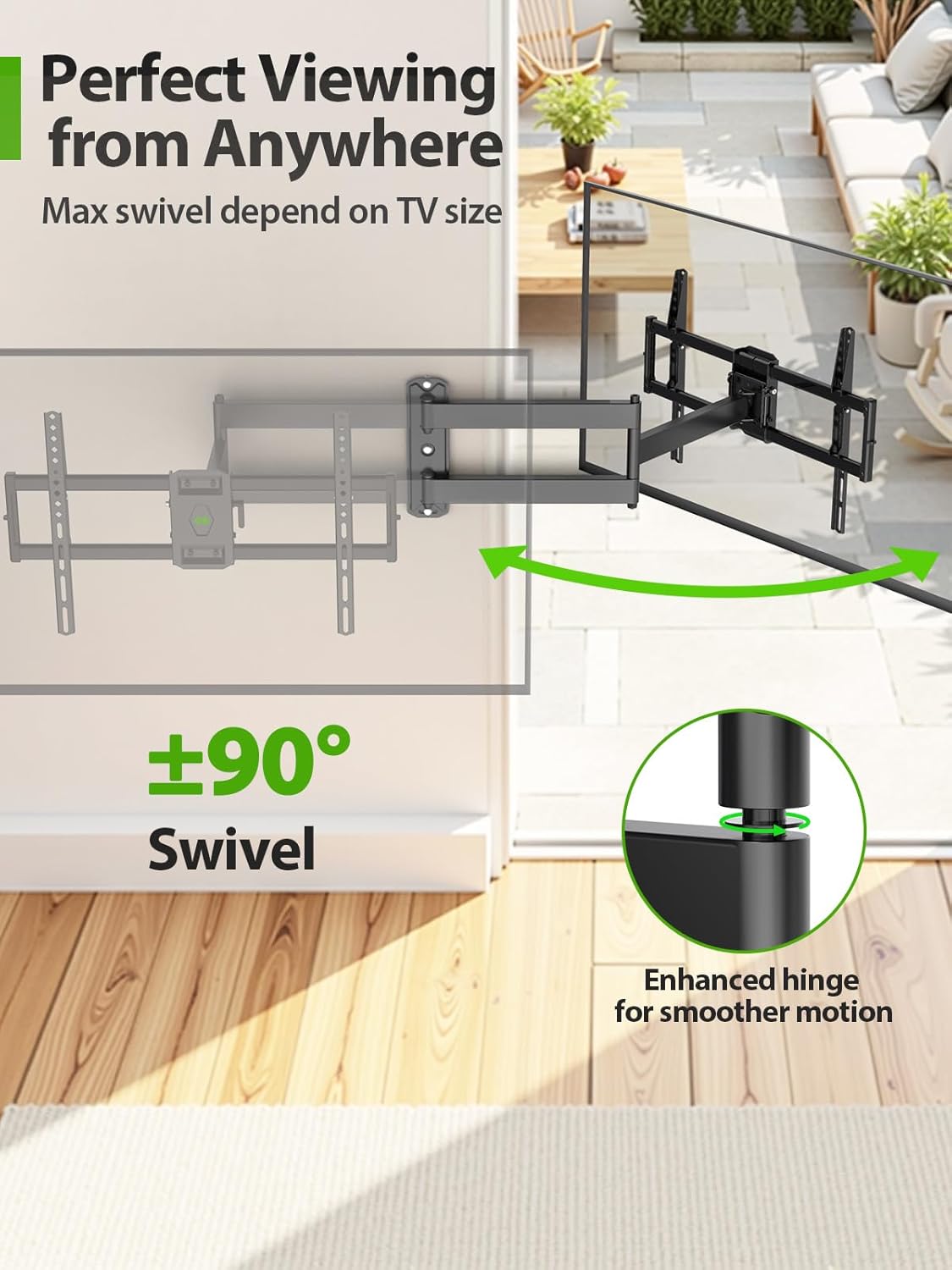 USX MOUNT Full Motion Long Arm TV Wall Mount for Most 37-80 Inch TVs up to 100 Lbs, Smooth Motion Swivel and Tilt TV Bracket, 32.05 Inch Extension, Max VESA 600x400mm, Perfect for Corner, XML930