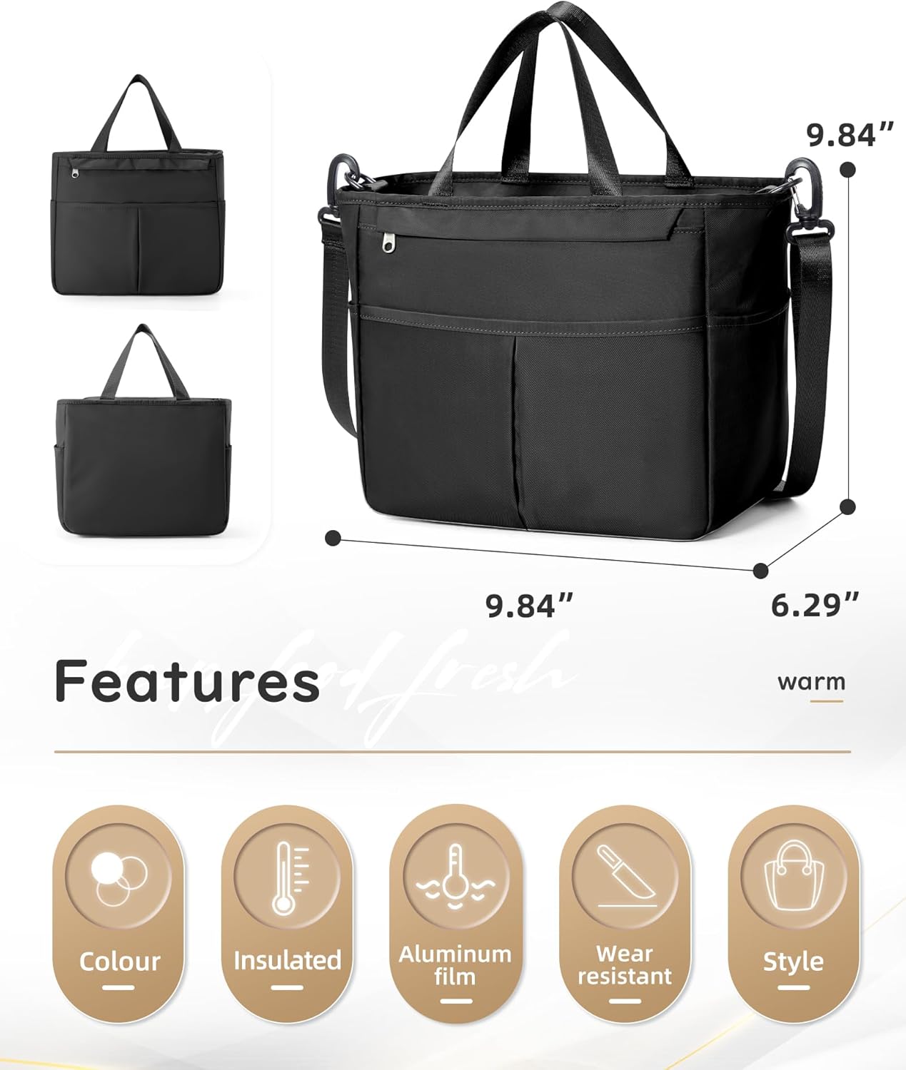 Lunch Bag Insulated Lunch Box Leakproof Lunch Tote Bags for Women Men,Portable Thermal Cooler Bag Lunch Containers with Shoulder Strap for Work, Family, Picnic, School, Outdoor,BBQ C2-Pinkpurple