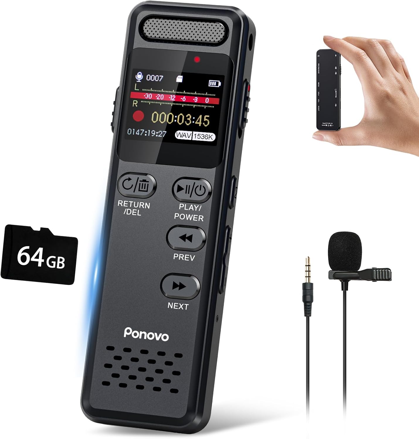 160GB Digital Voice Recorder with Playback, 1100mAh Mini Audio Recording Device for Lecture Interviews, 1536Kbps Voice Activated Recorder with Noise Reduction, Password, External Microphone