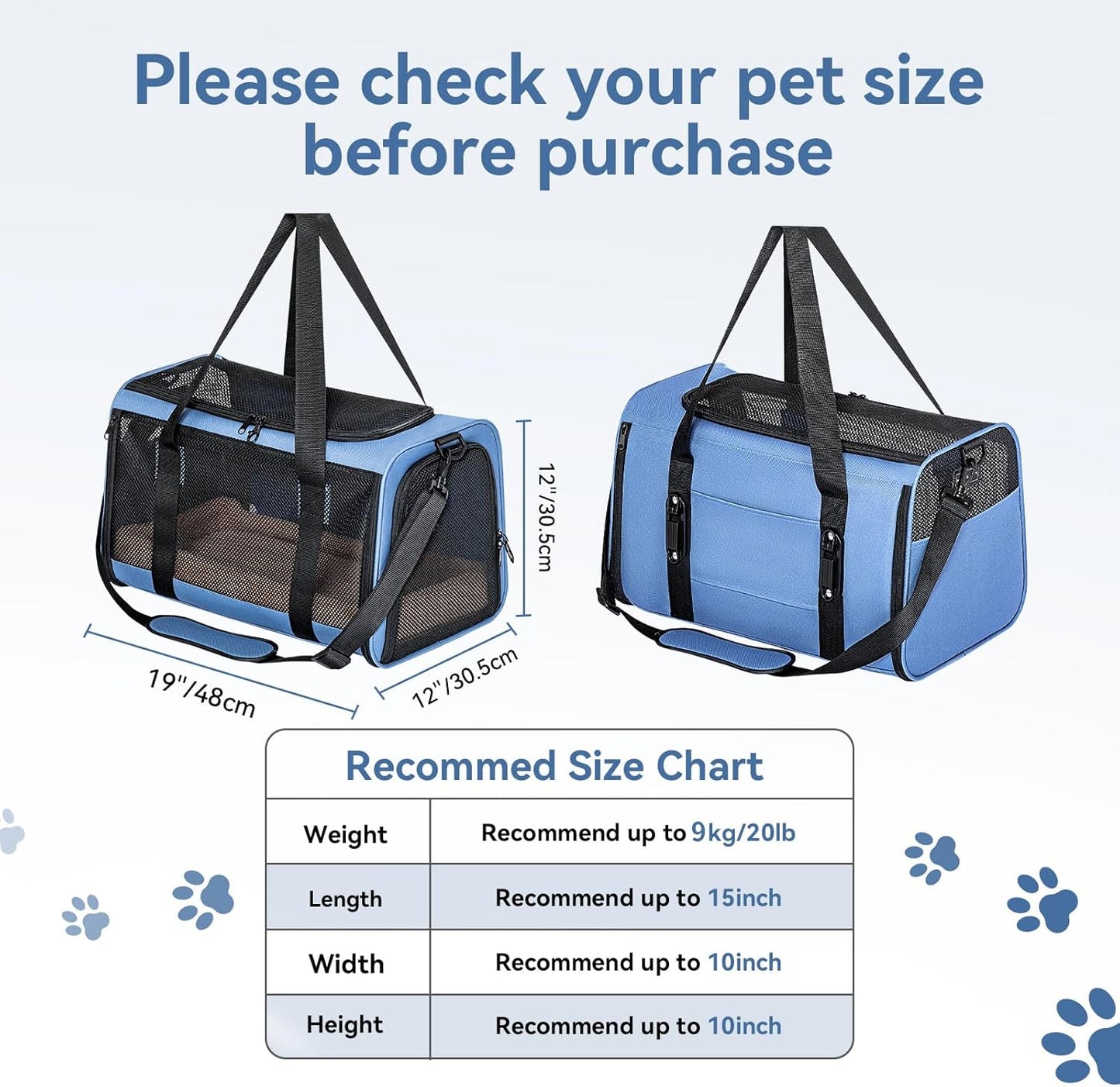 Petsfit Pet Carrier Airline Approved, Soft-Sided Cat Carrier with Patented Car Buckle, Lightweight and Collapsible with Adjustable Shoulder Strap, Soft Cushion,Green