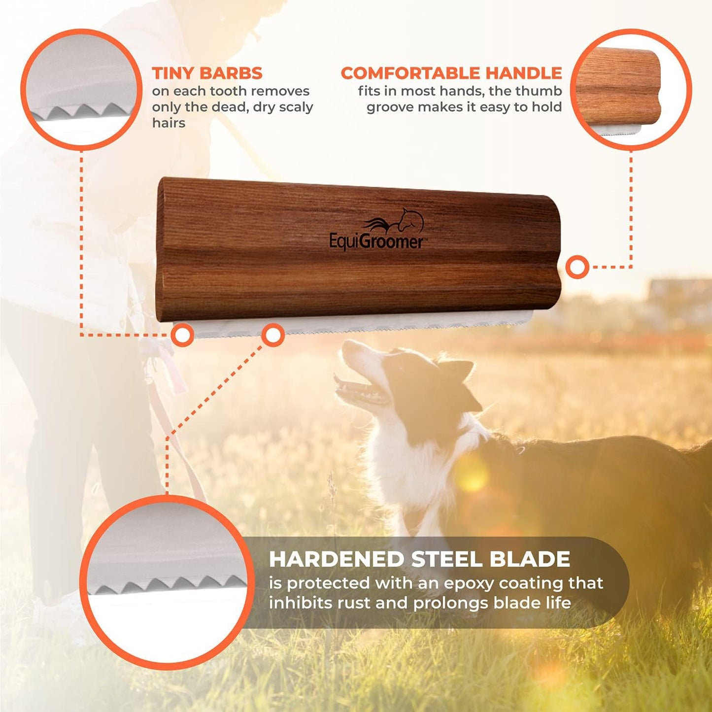 EquiGroomer Deshedding Brush for Dogs and Cats | Undercoat Deshedding Tool for Large and Small Pets | Comb Removes Loose Dirt, Hair and Fur While | Perfect for Short and Long Hair Grooming Shedding