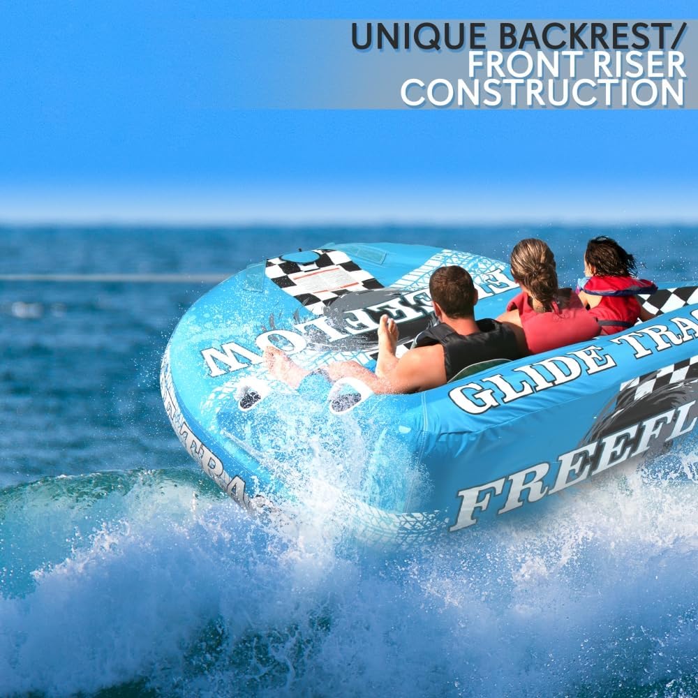 SereneLife Heavy-Duty Inflatable Towable Booster Tube - Water Tube Boating Float Tow Raft, Watersports Inflatable Pull Boats/Tubes/Towables w/Foam Seats, PVC Bladder, Handles