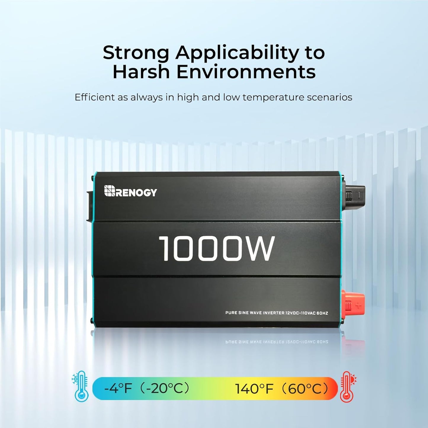 Renogy Pure Sine Wave Inverter 1000w Power Inverter DC 12v to AC 110v, Solar Inverter 12v to 110v Converter with 5V/2.1A USB Port, 2 AC Ports, Remote Controller