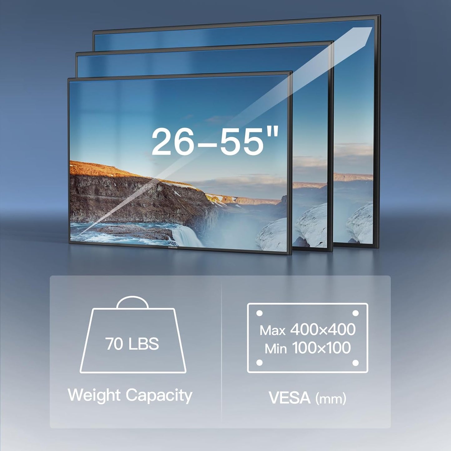 PERLESMITH Full Motion TV Wall Mount for 26-55 inch Flat Curved Screen TV up to 70lbs, Corner TV Wall Mount TV Bracket with Articulating Arm Swivel Extension Tilt, TV Mount MAX VESA 400x400mm, PSMFK7