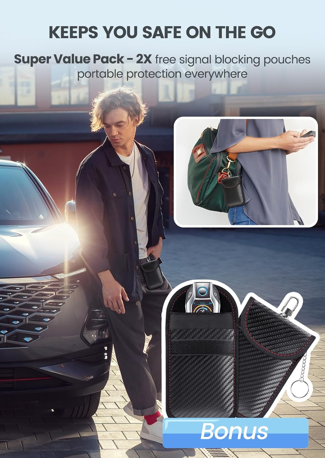 Samfolk Faraday Box with Faraday Pouchs, Faraday Box for Car Keys,RFID Key Fob Protector Anti-Theft Key Fob Box, Anti-Theft Cages for Car Keys, Phone and Credit Card