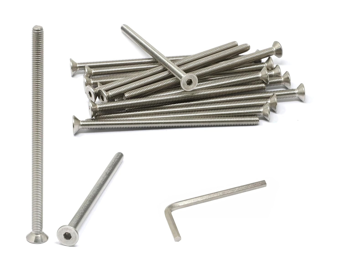 iexcell 5 Pcs M8 x 80mm Thread Pitch 1.25 mm Stainless Steel 304 Hex Socket Flat Head Cap Screws Bolts Kit