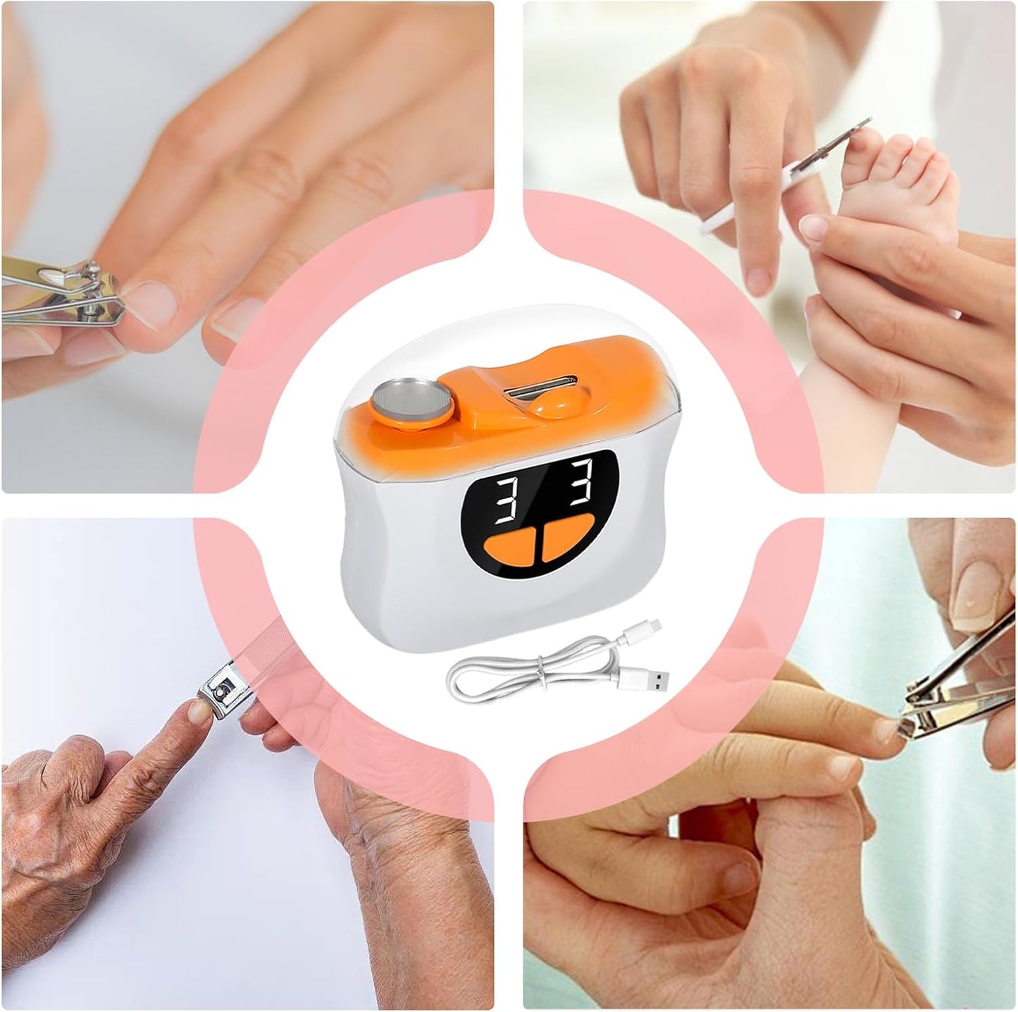 Electric Toenail Clippers Automatic Fingernail Cutter – 3 Gears with LED Light & Scrap Storage
