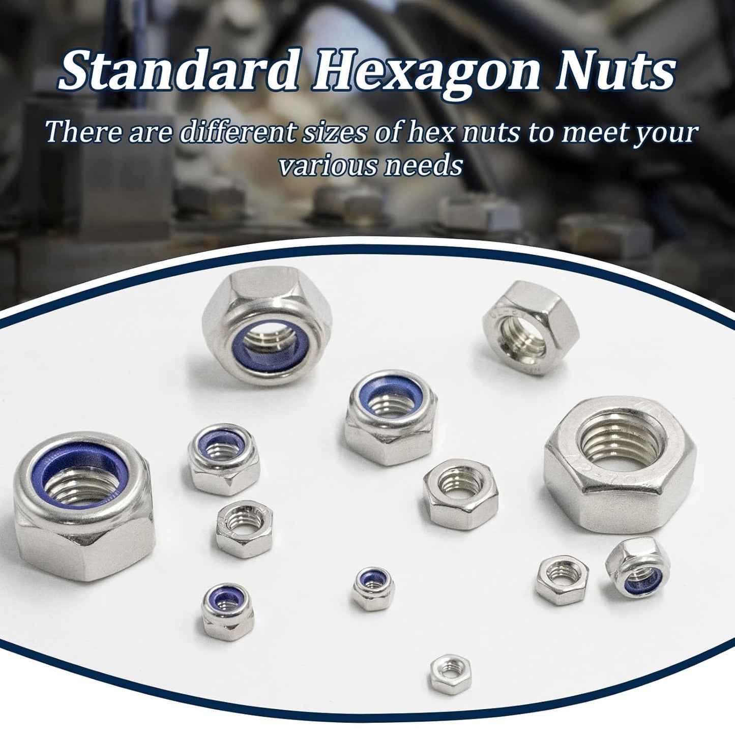 Vifmy 110 Pack 1/4"-20 Inch Lock Nuts,304 (A2-70) Stainless Steel Nylon Insert Locknuts,Standard Inch Thread Nylock Nuts for Bolts