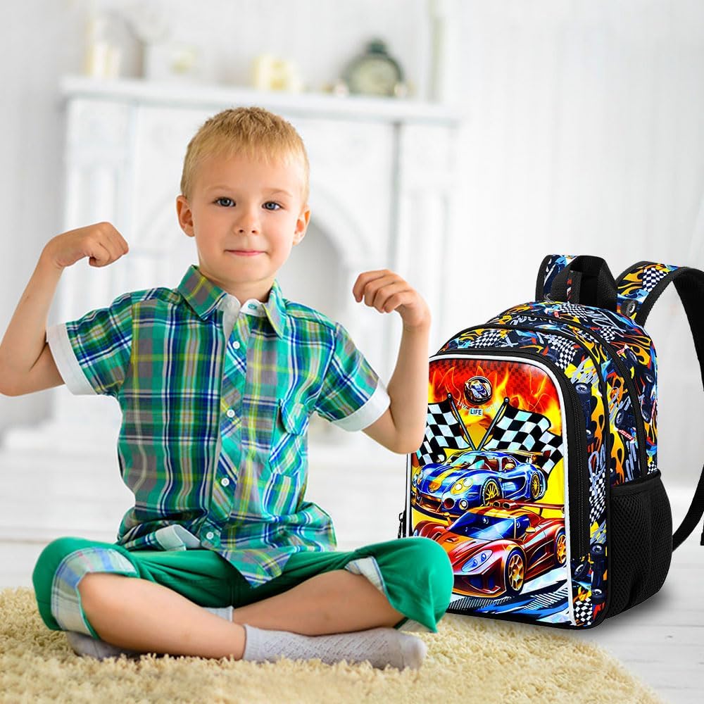 3pcs Backpack for Boys and Girls, 16” Kids Kindergarten Bookbag with Lunch Box, Cute Elementary Backpacks for Boy Girl