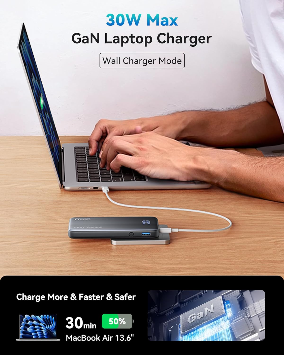 INIU 3-in-1 Portable Charger, Slim 10000mah Power Bank with Built-in USB C Cable and Foldable AC Plug, 45W PD Fast Charging Battery Pack, Travel Charger for iPhone 16 15 Samsung S23 S22 Google etc