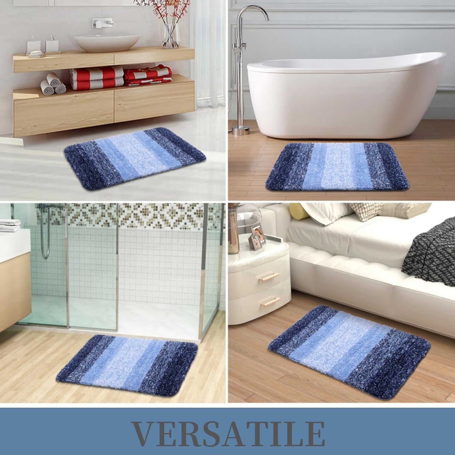 OLANLY Luxury Microfiber Bath Mat, Extra Soft and Absorbent Bathroom Mat, Non-Slip Plush Shaggy Bathroom Rug, Machine Wash Dry, Bath Rugs for Bathroom Floor, Tub and Shower, 16x24, Grey