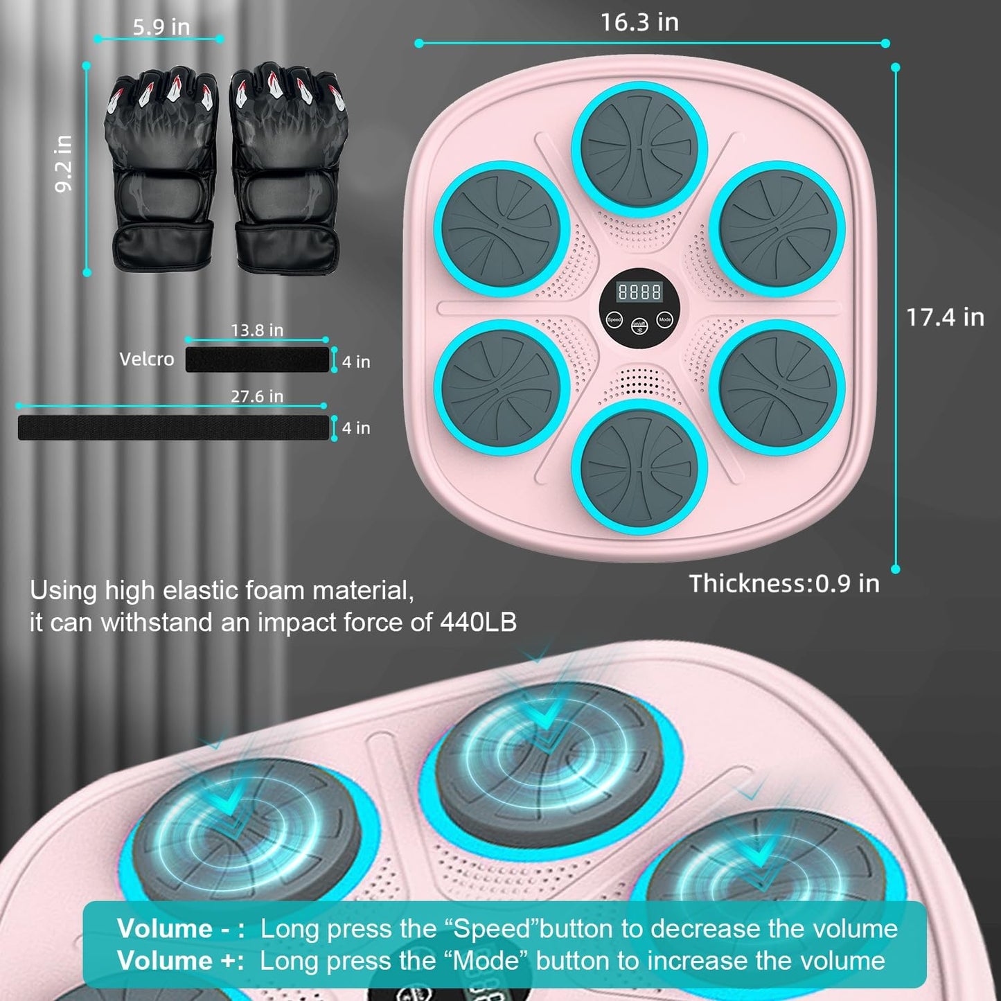 2025 New Smart Music Boxing Machine with Premium Boxing Gloves, Bluetooth Training Machine with LED Electronic Wall Mounted, Home Workout Boxing Target Machine for Adults and Kids