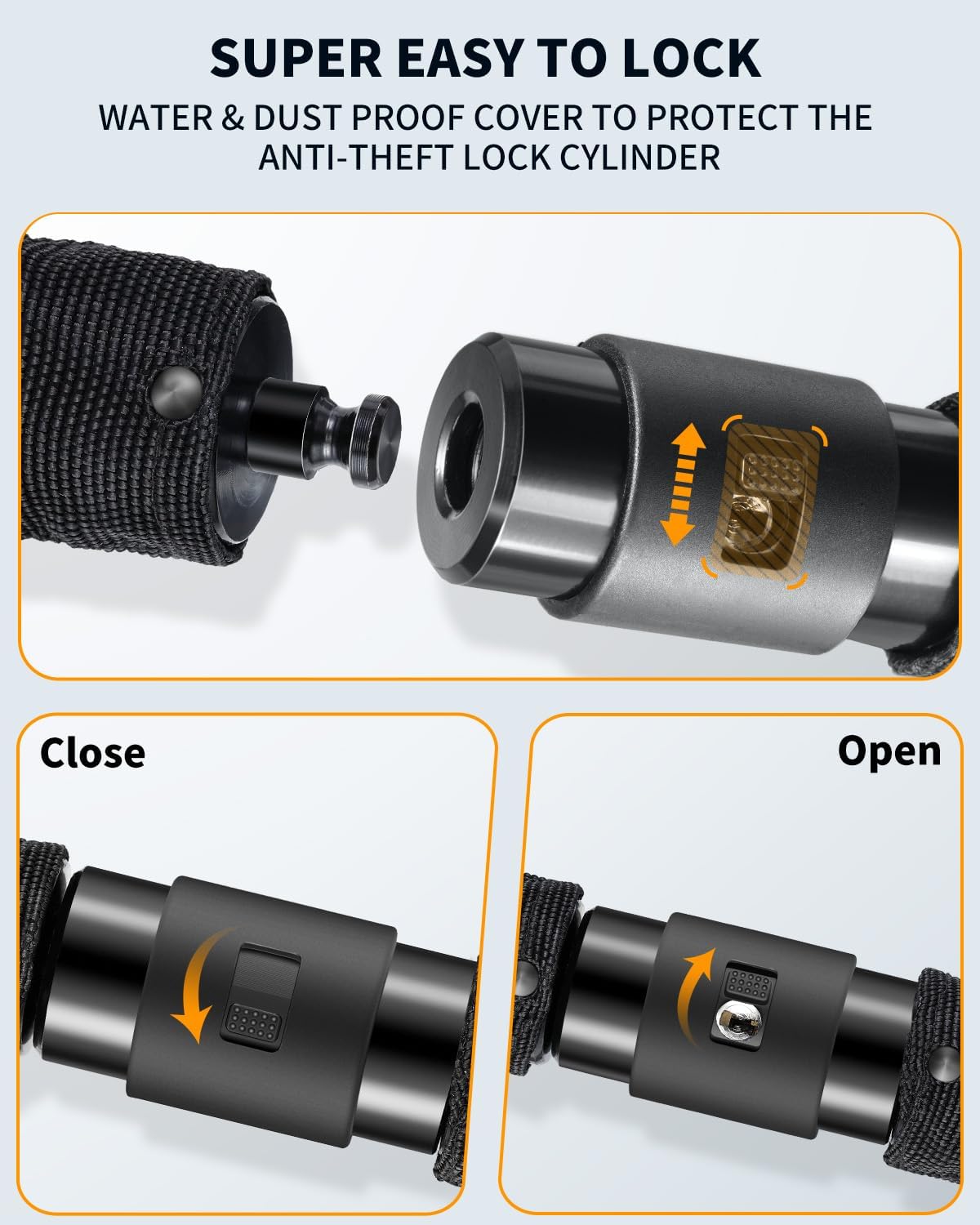 Sportneer Bike Lock Anti-Theft Bicycle Chain Lock Heavy Duty 0.32inch/8mm Thicker Motocycle Lock High Security with 2 Keys for Bike, Scooter, Moto, Door, Gate Fence