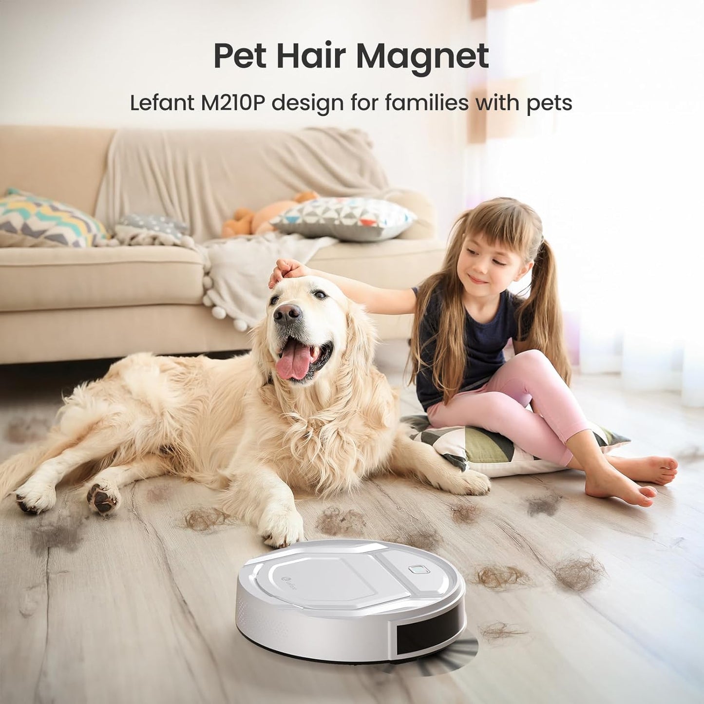 Lefant Robot Vacuum Cleaner, 6 Cleaning Modes, Wi-Fi Connected, SmartSense Technology, Multi-Surface Cleaning, Self-Charging Robotic Vacuum, Alexa, Ideal for Pet Hair and Hard Floor(M210 Pro)