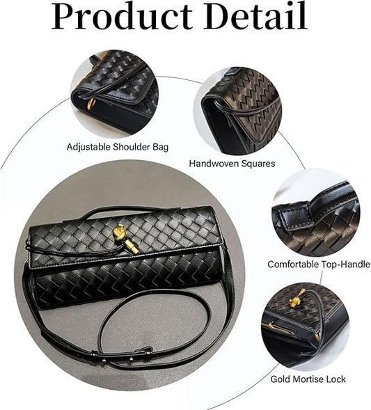 Purilite Select Suede Woven Handbag – Handmade Crossbody & Clutch for Women