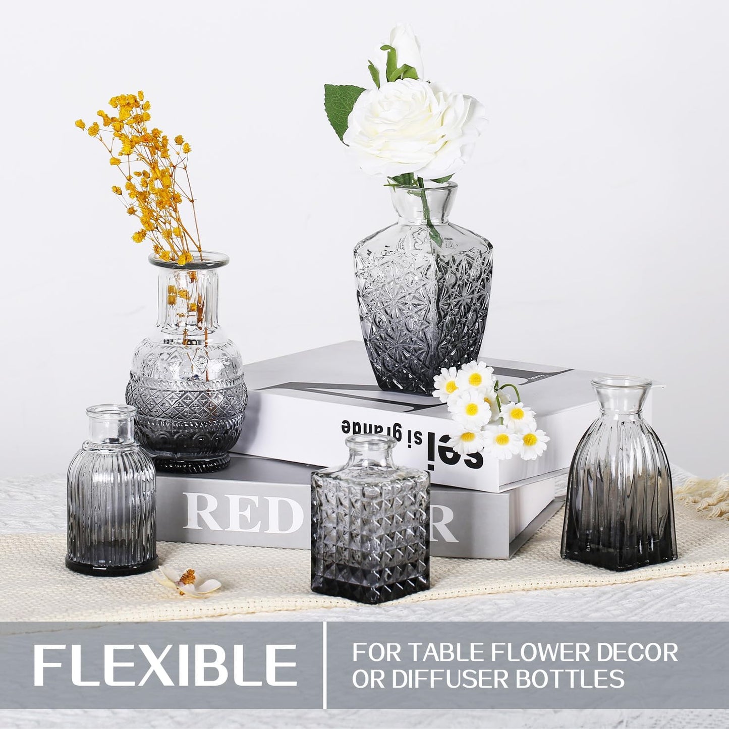Sawoake Mini Bud Vases As Wedding Centerpieces for Tables,Clear Bud Vases for Flowers,Small Flower Vases Suitable for Birthday Party,Anniversary,Wedding Reception,Baby Shower (Clear-12PCS)