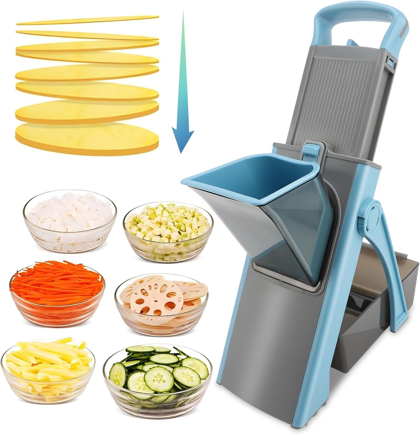 MEKOTRIN Vegetable Chopper Mandoline Slicer for Kitchen, Vegetable Food Slice Potato Slicer Chopper, Veggie Chopper with Container, Adjustable Thickness Julienne + Dicer, Kitchen Tools Gadgets, Green