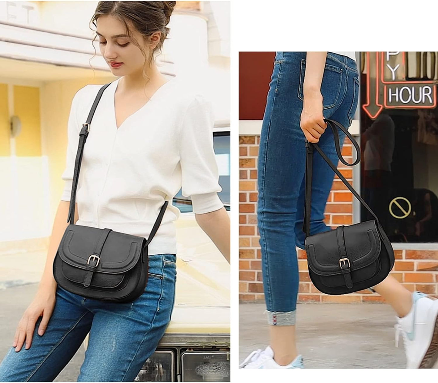 Crossbody Bags for Women Small Over the Shoulder Saddle Purses and Boho Cross body Handbags,Vegan Leather