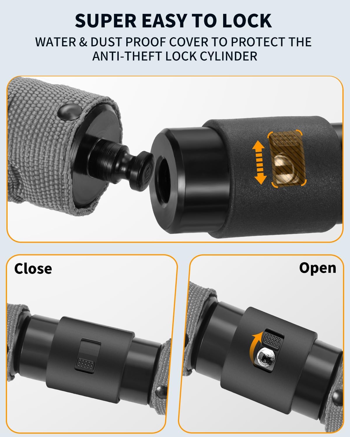 Sportneer Bike Lock Anti-Theft Bicycle Chain Lock Heavy Duty 0.32inch/8mm Thicker Motocycle Lock High Security with 2 Keys for Bike, Scooter, Moto, Door, Gate Fence