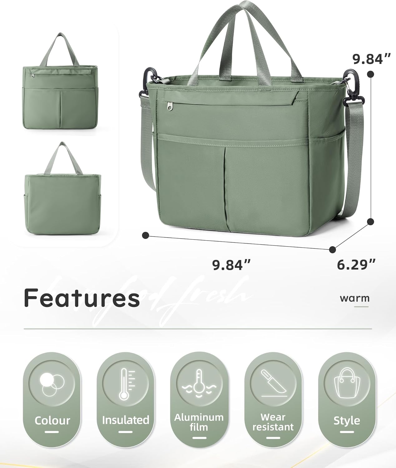 Lunch Bag Insulated Lunch Box Leakproof Lunch Tote Bags for Women Men,Portable Thermal Cooler Bag Lunch Containers with Shoulder Strap for Work, Family, Picnic, School, Outdoor,BBQ C2-Pinkpurple