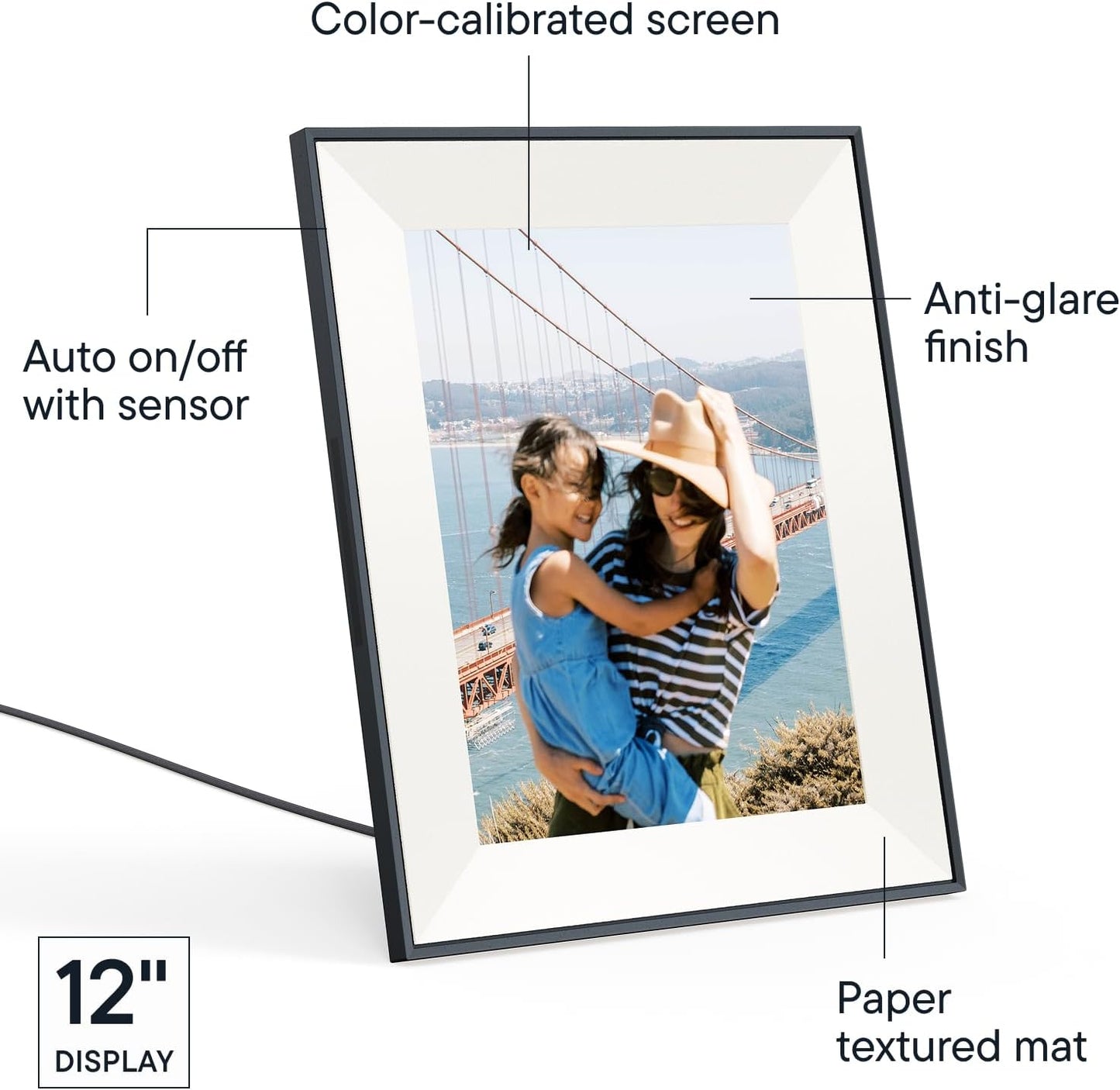 Aura Aspen 12" Digital Photo Frame - Black with Paper Mat